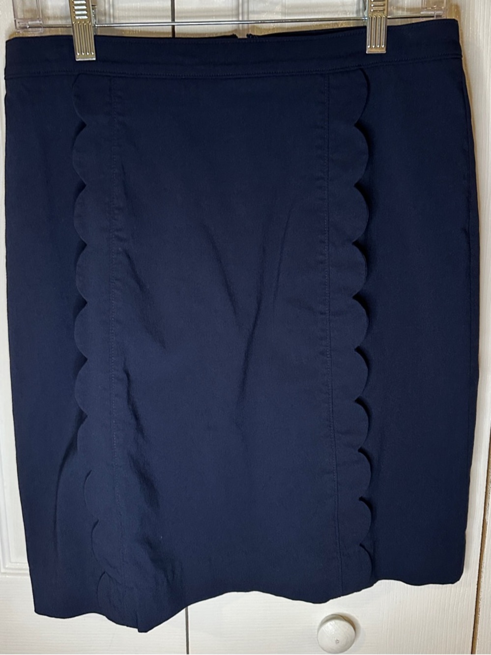 J. McLaughlin Navy Scalloped Pencil Skirt | 6